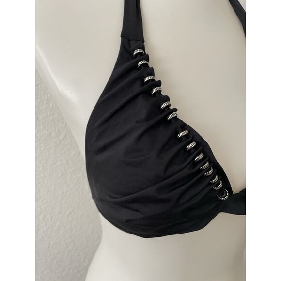 Becca Swim Bikini Top Halter Ruched Swimwear - Picture 4 of 8